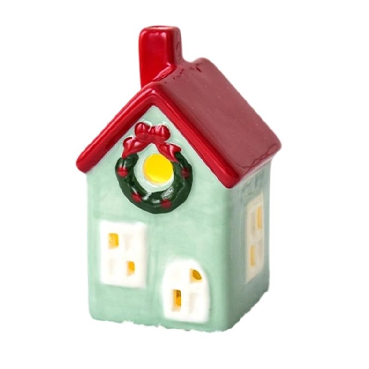 Casa de Férias de Cerâmica Display Alimentado por Bateria Peça de Destaque Festiva Para Decoração de Inverno Ornamento de Exibição de Inverno