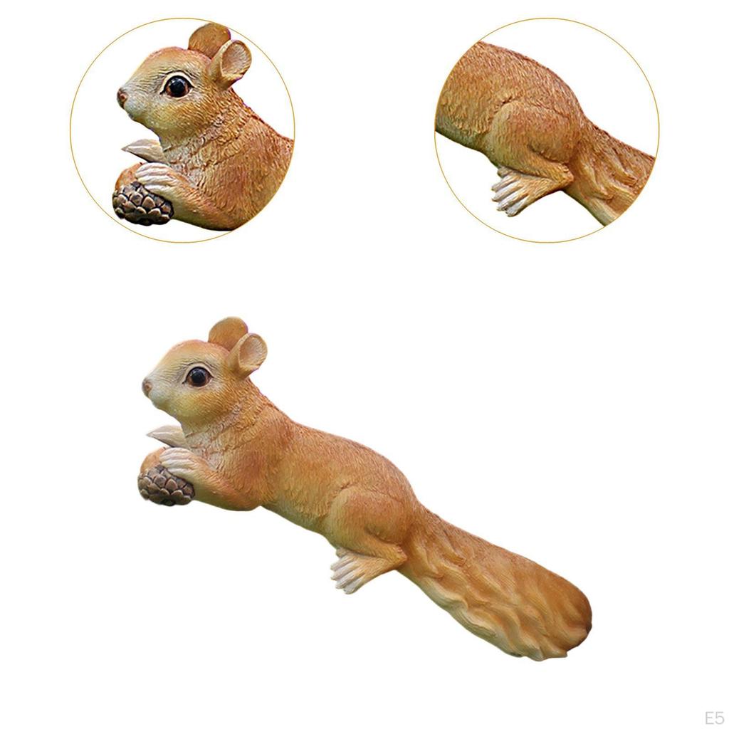 Squirrel Statue Figurine Resin Animal Ornament Garden Accessory Creative Hanging Easy to Install