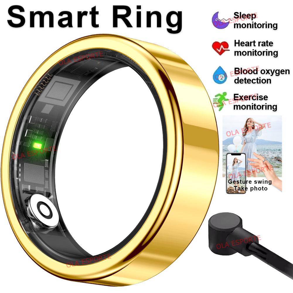 Anello Intelligente Monitoraggio Ossigeno nel Sangue Frequenza Cardiaca Sonno Smartring Impermeabile IP68 e 5ATM Modalità Multisport Smartring Uomo Donna
