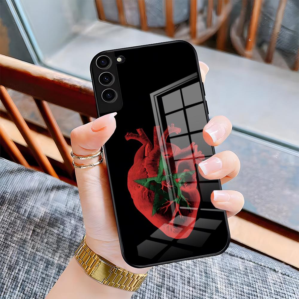 Morocco Flag Phone Case For Samsung A25 A13 A33 5G A54 A36 A35 A56 A52 A14 Shockproof Glass Cover