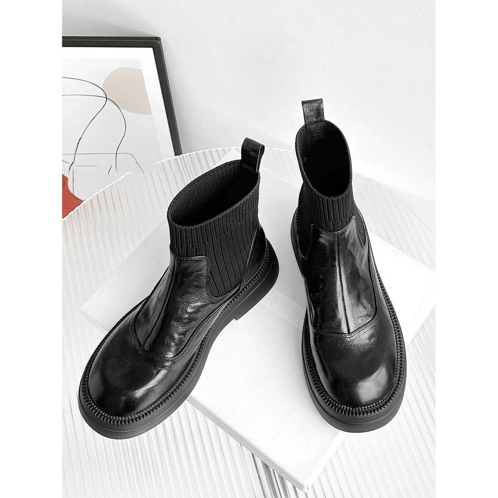 Elastic Fleece-Lined Ankle Boots, British Style, Thick Sole, Hot Selling for Women's Autumn/Winter 2025