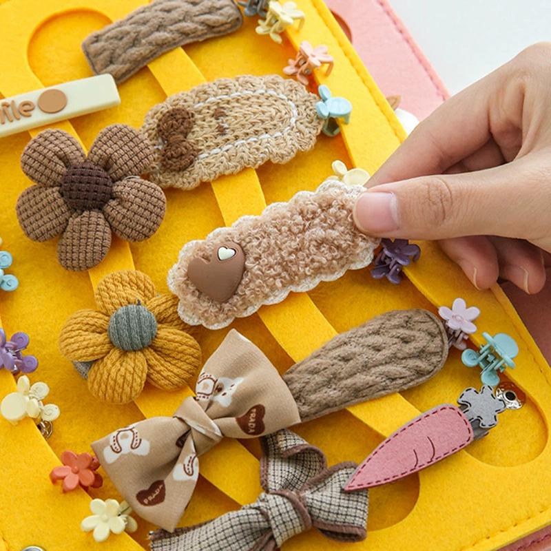 Hair Accessories Storage Book Foldable Non-Woven Fabric Contrasting Color Large Capacity Easy To Carry Hair Clip Organizer