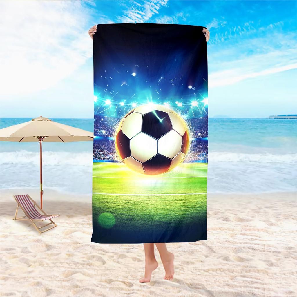 1pc Microfiber Oversized Beach Towel - Quick-Dry, Lightweight, Sand-Free, Large Bath Towel for Adults, Soccer Stadium Print