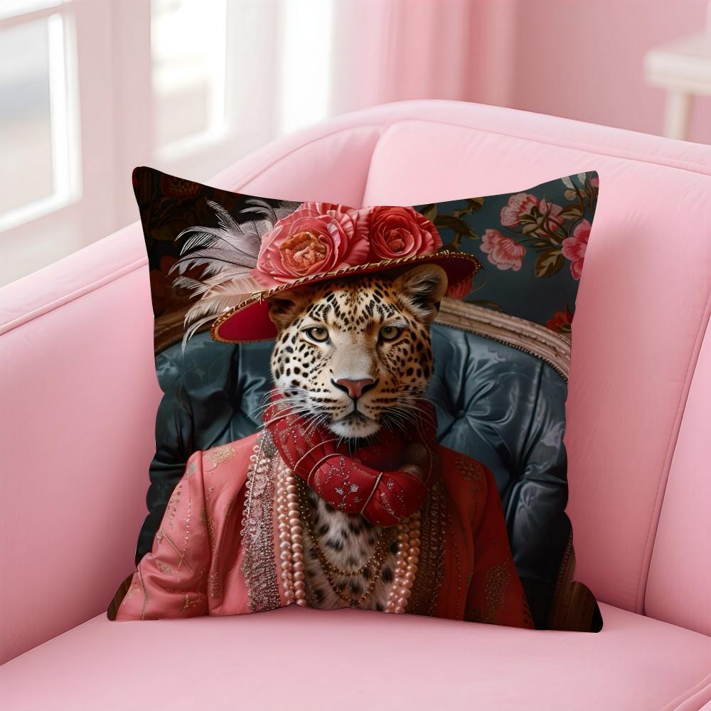 European Fashion Leopard Art Cushion Cover Pillowcase Short Plush Invisible zipper Room Sofa Cushion Cover