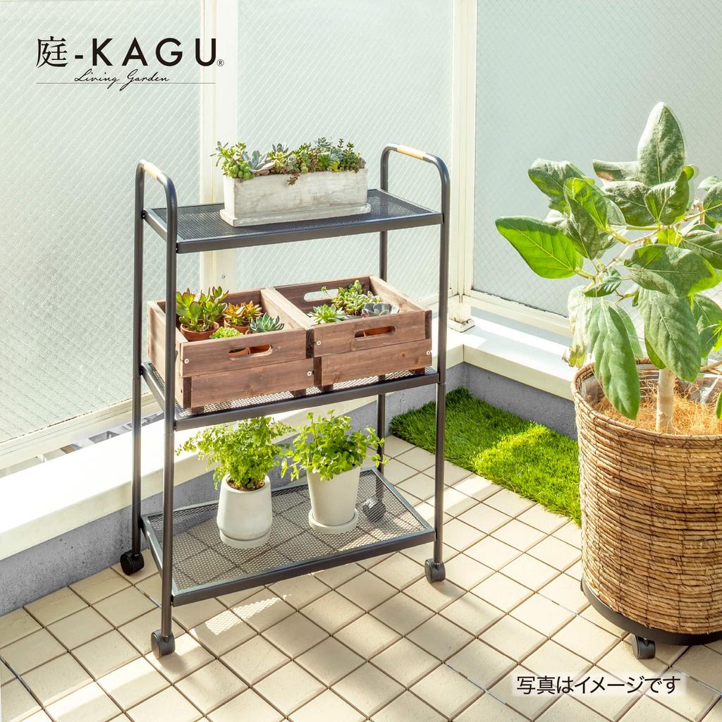 Takasho Flower Stand Terrace Rack 3 Tier with Casters Black Width 60cm x Depth 30cm x Height 90cm [MSF-33] Approx.