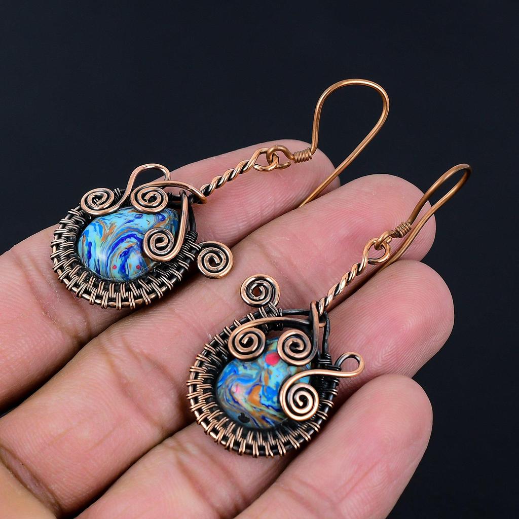 Regenbogen Calsilica Edelstein Handgefertigt Reiner Kupferdraht Wickel Schmuck Anhänger Für Frauen