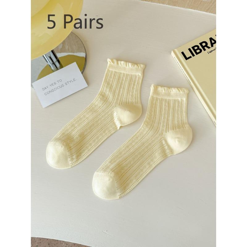 

5 пар тонких летних женских носков из перфорированной сетки с воздухопроницаемым эффектом до середины голени 5 Pairs жёлтый