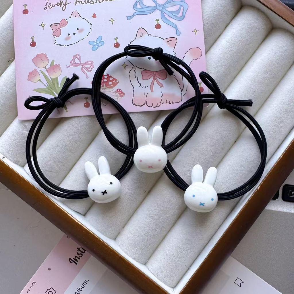Miffy Cartoon Bestie Elastische Haargummis - Süße Mori Girl Haarringe und Haargummis