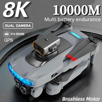 P15 Drone 8K GPS Dual Camera Professional 5G Obstacle Avoidance Optical Flow Positioning Brushless Upgraded RC Quadcopter Aircraft Toy
