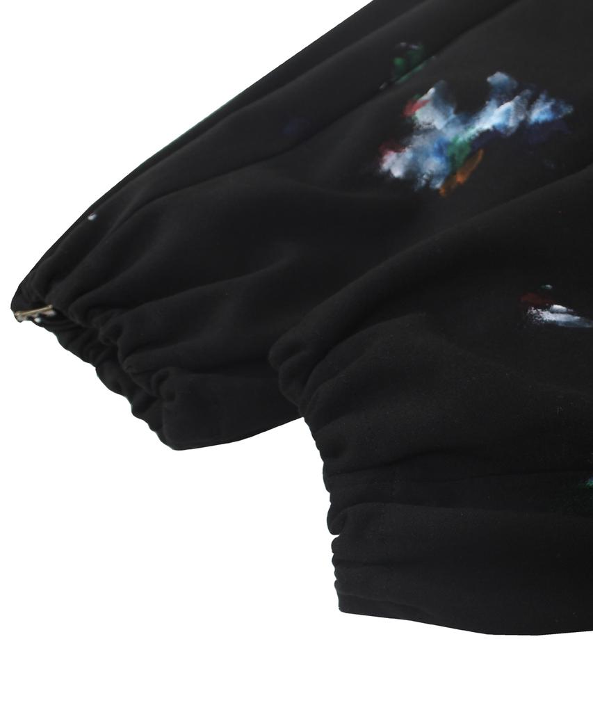 Leondieseu Color Painting Side Tuck Sweatpants (Black)