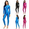 S-3XL Damen Ganzkörper Rash Guard Badeanzug Stehkragen Langarm Lange Hosen Glänzender Jumpsuit für Surfen Tauchen Wassersport