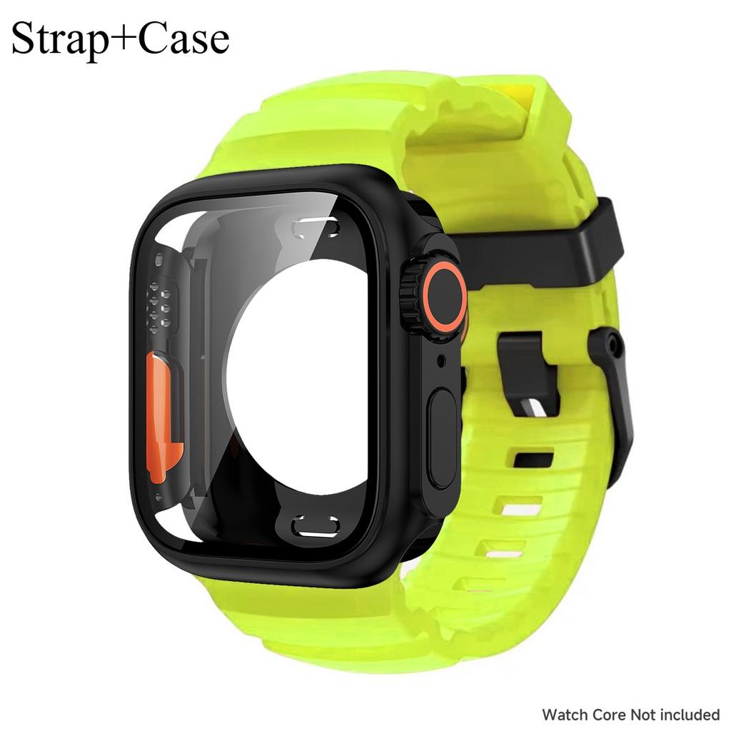 Silicone Strap For Apple Watch 44mm 45mm 46mm Bracelet+Screen Protectores Change To Ultra For iWatch Series 11 10 9 8 7 SE 6 5
