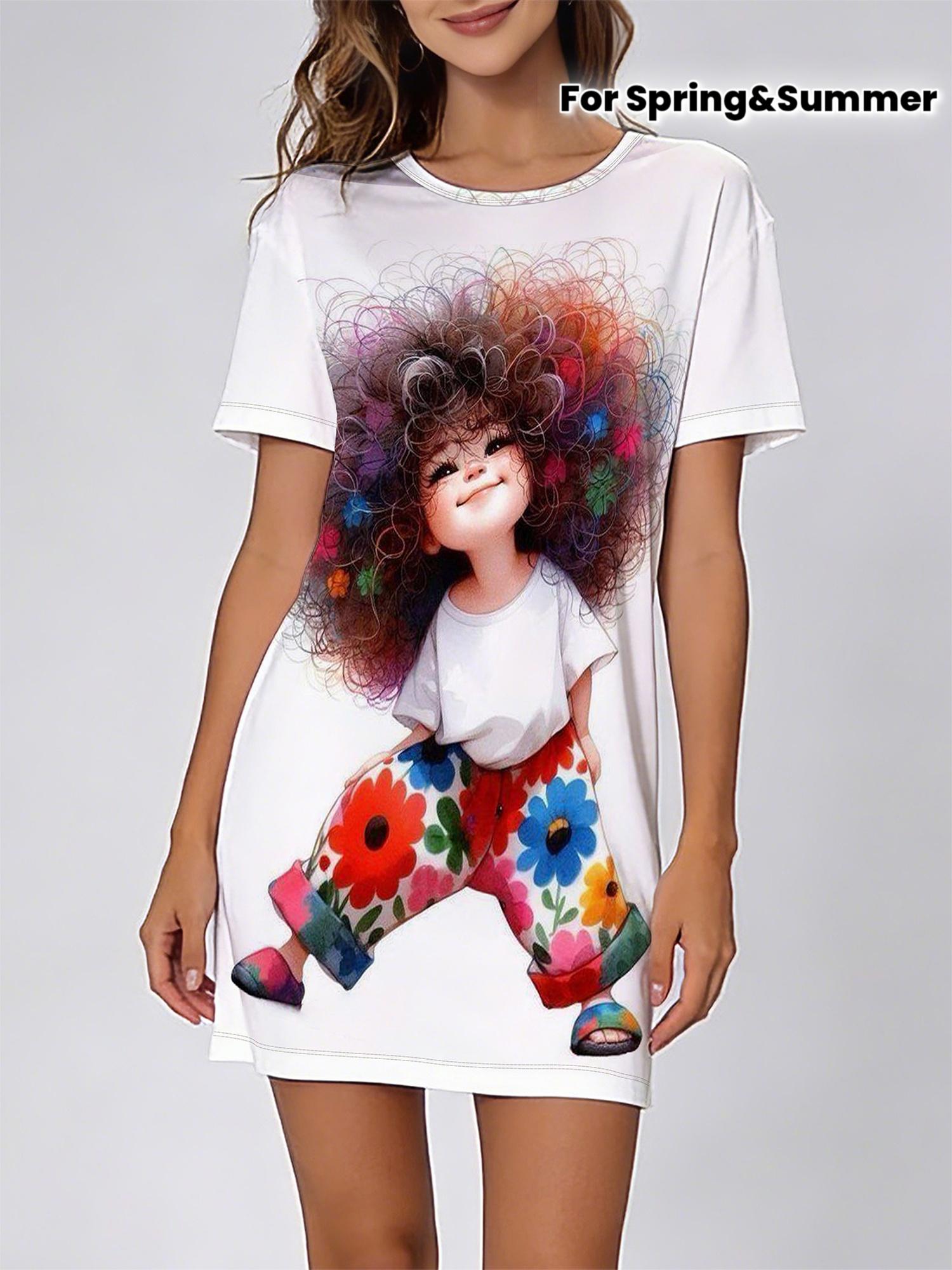 

A with a Colorful Afro Wearing Floral Pants And a Printed Dress for Women. Short-Sleeved And Round-Necked. Perfect for Spring And Summer. Light And Sw 5XL дубильная кора