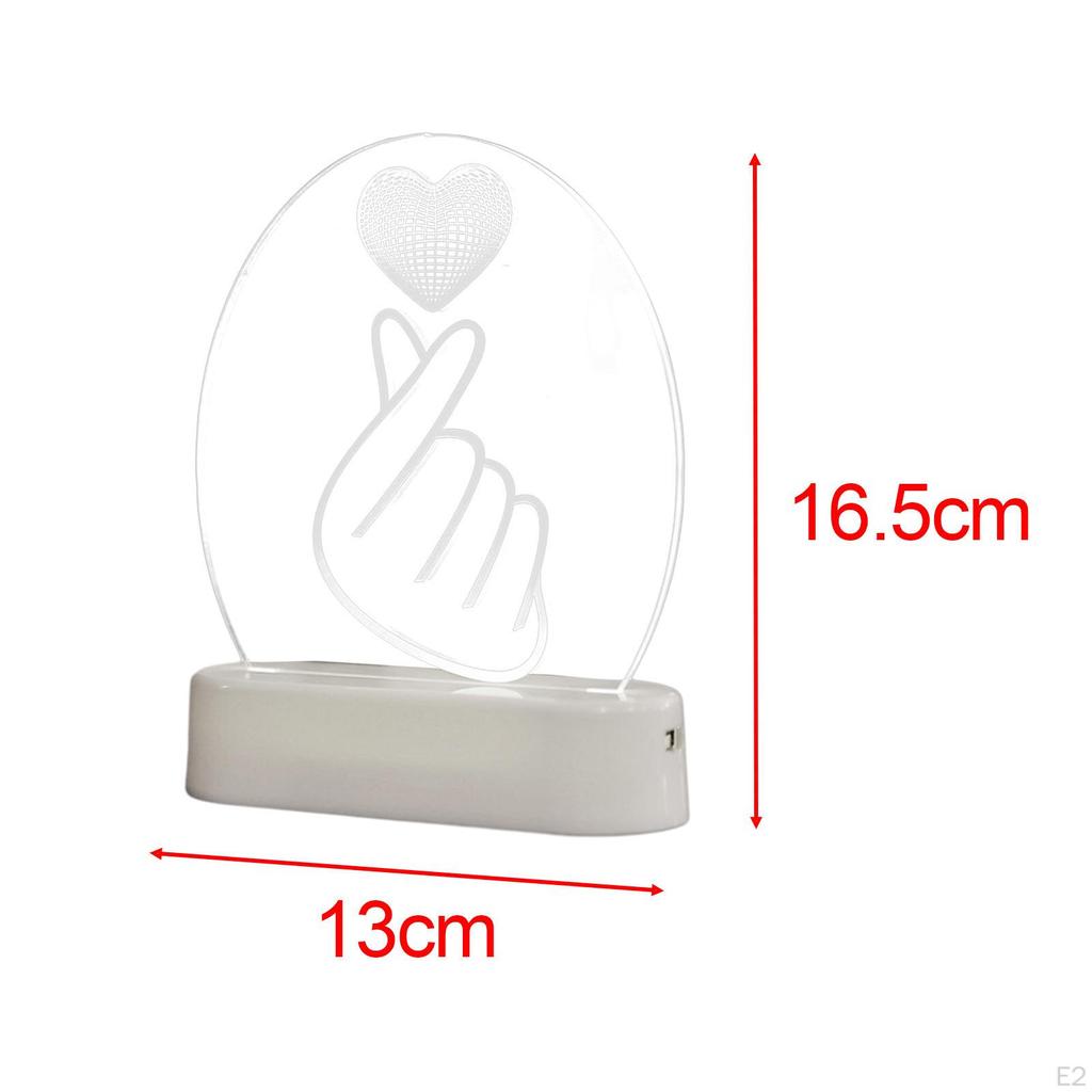 Sign Light Heart LED Lamp Decorative Bedside Night PVC Material Unique Design Suitable