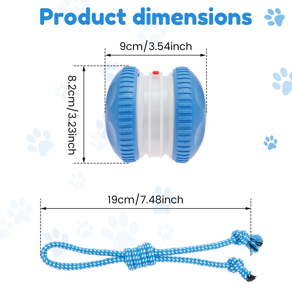 Interactive Dog Toy 2 Speed Mode Moving Cat Dog Toy with Rope Motion Activated Automatic Moving Pet Toy Ball Pet Supplies