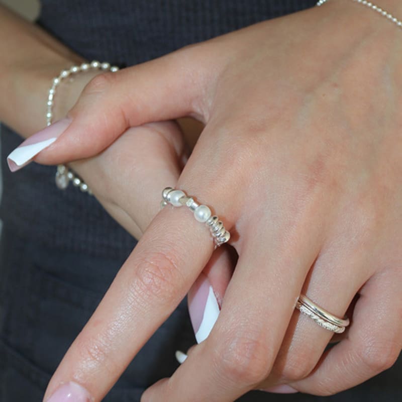 Modernlike Silver 925 Velcro Pearl Ring