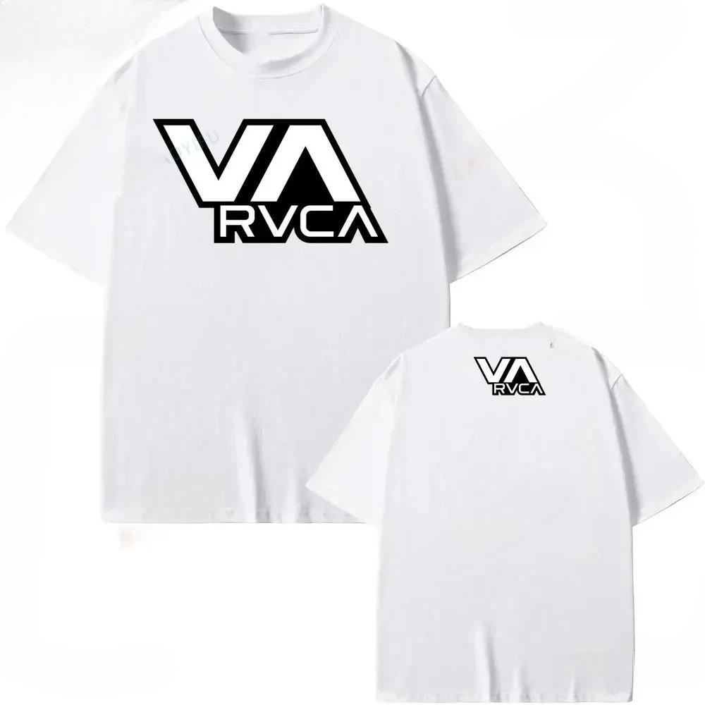 RVCA Black Tshirt Summer Print Short Sleeved Fashionable Unisexs and Womens Design Brand Tshirt Top Streetwear