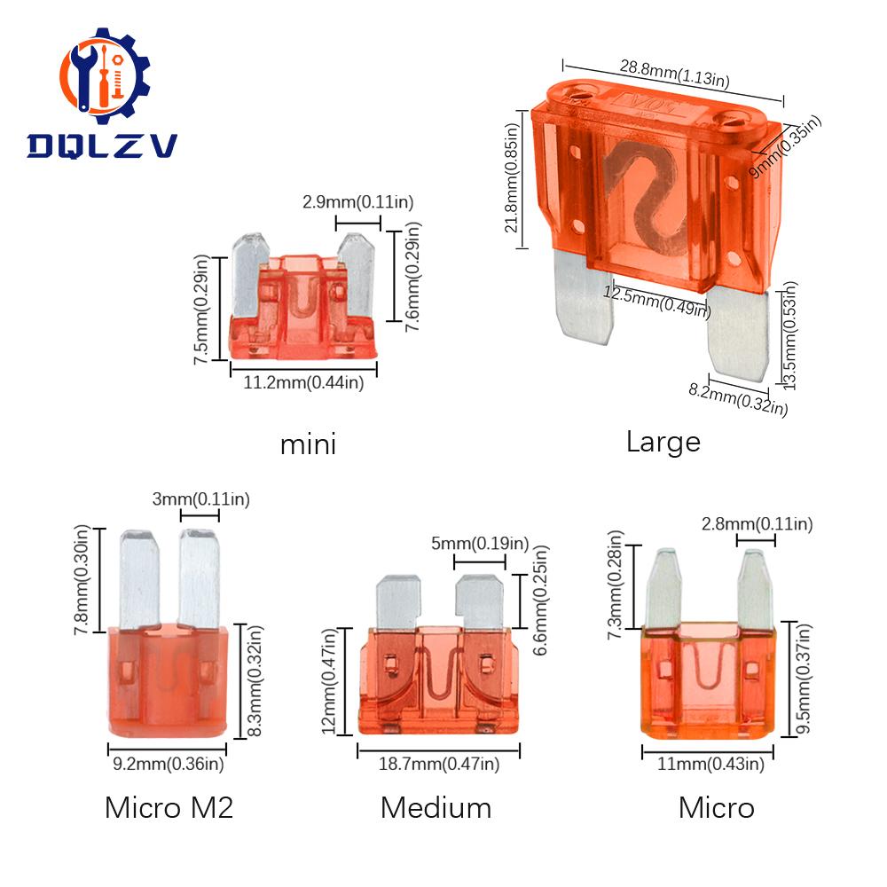 10 stycken säkringar 32V Micro2 Mini Liten Mellanstor Stor Storlek Bil Säkring 5A 7,5A 10A 15A 20A 25A 30A 35A 40A 45A Klämsäkring Set för Bil Lastbil