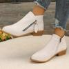 Women's Shoes New Thick Heel Large Size Women's Boots Suede Martin Boots Low Heel Side Zipper Short Boots Women