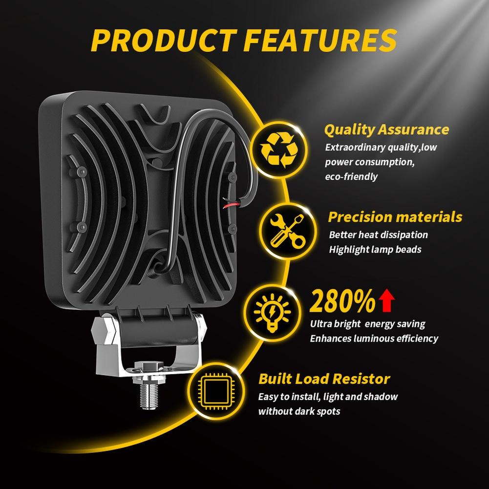Led Work Light Aluminum Alloy Housing 10.8*10.8*2.5cm 4in LED Work Light 3000LM Luminous Flux Heat Dissipation Aluminum Body China Mainland