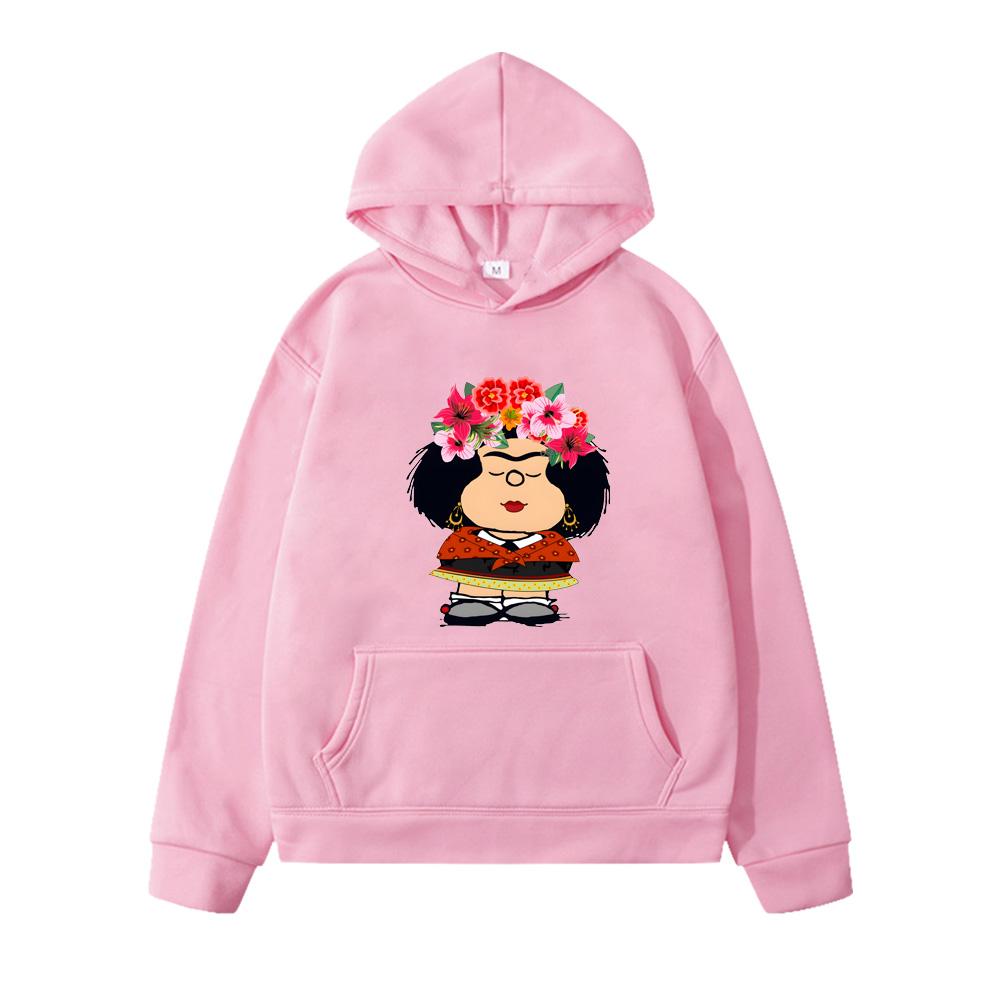 

Mafalda Cartoon Hoodie Kids Comic New Style Pullovers Cute Baby Children Clothes Sweet Girls Hoodies Autumn Winter Fashion Hoody Cartoon jacket 130 розовый