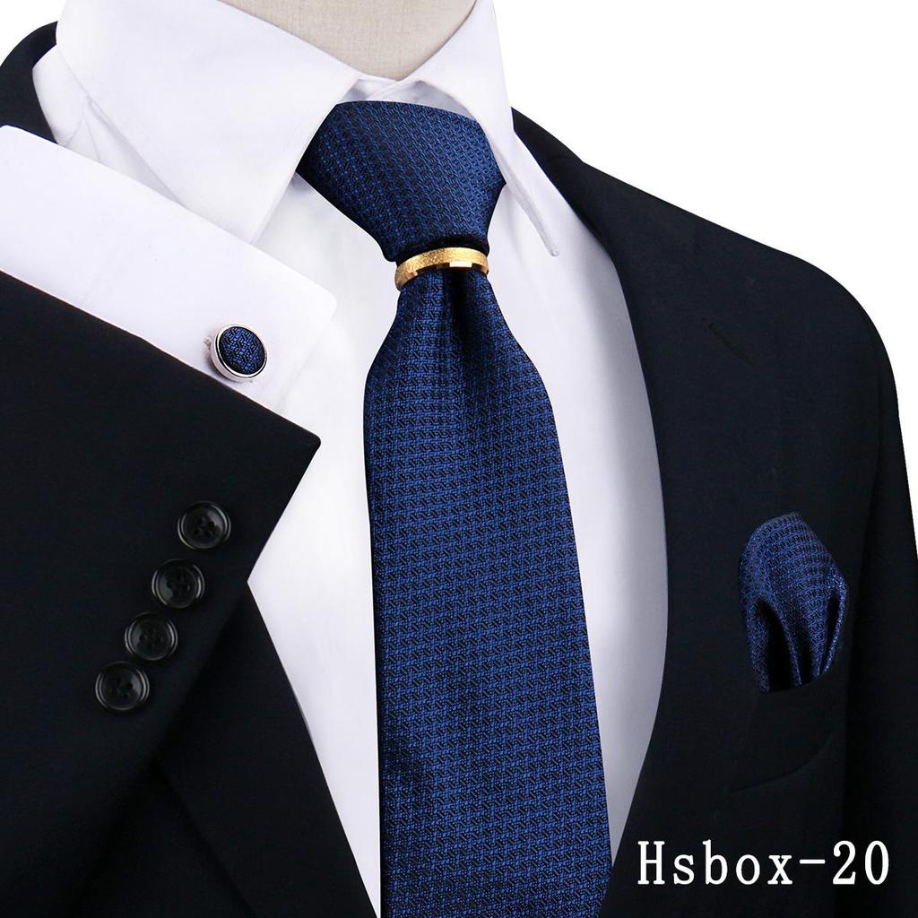 Men's Tie, Pocket Square, and Cufflinks 4-Piece Set - Cashew Flower Design, High-End Feel, 8cm Tie