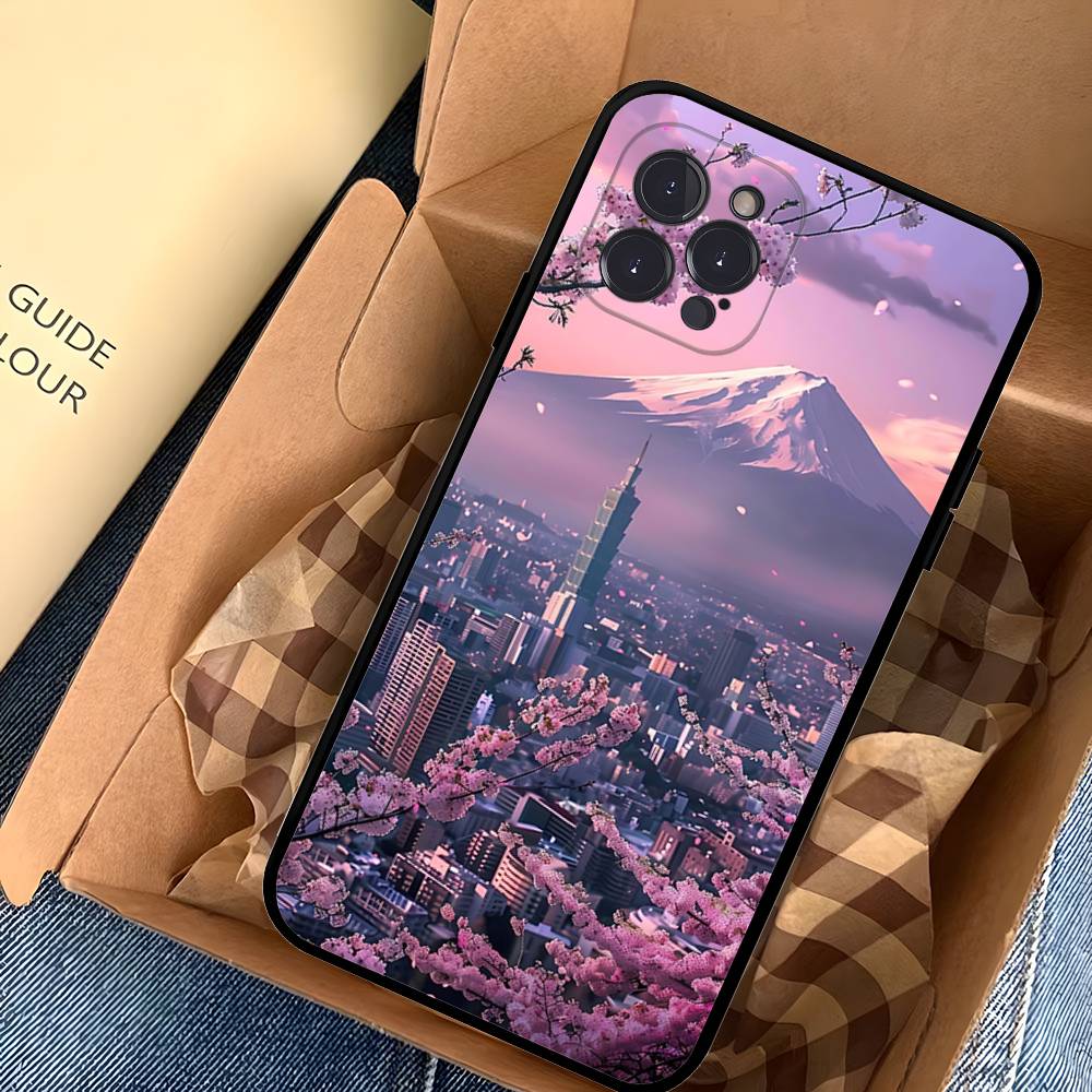 Japanese Mount Landscape Wave Phone Case For IPhone 17 Pro Max Air Back Cover 16 15 14 13 12 11 Pro Max Case