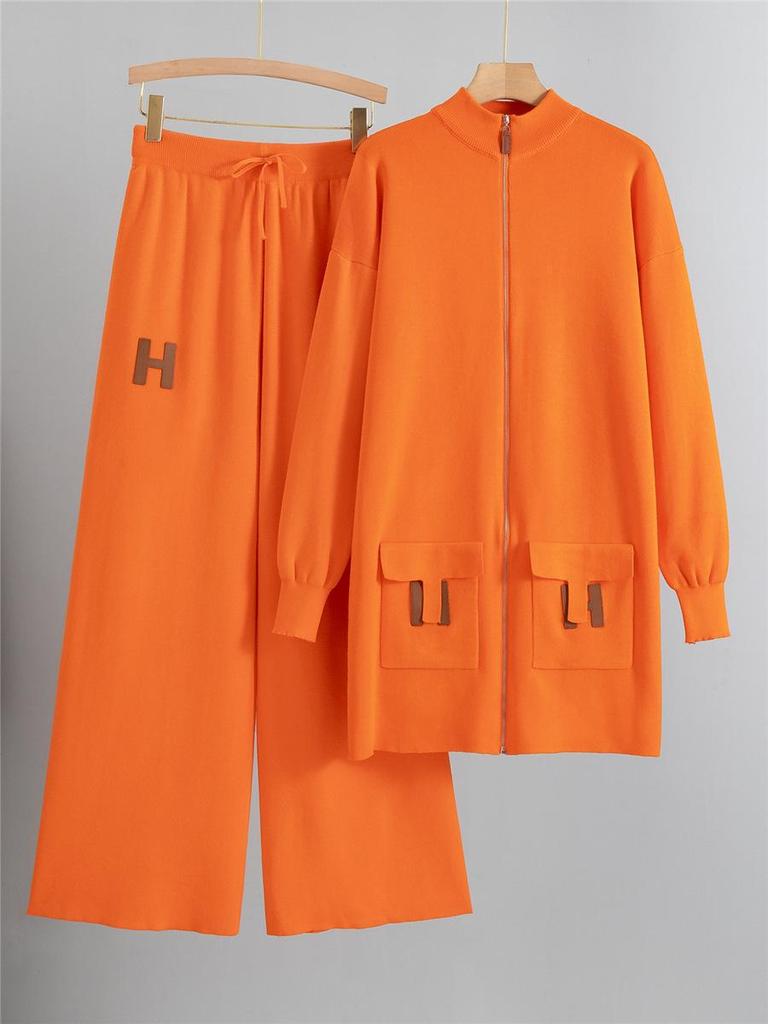Women's Autumn Chic Knit Cardigan & Wide-Leg Pants Two-Piece Set