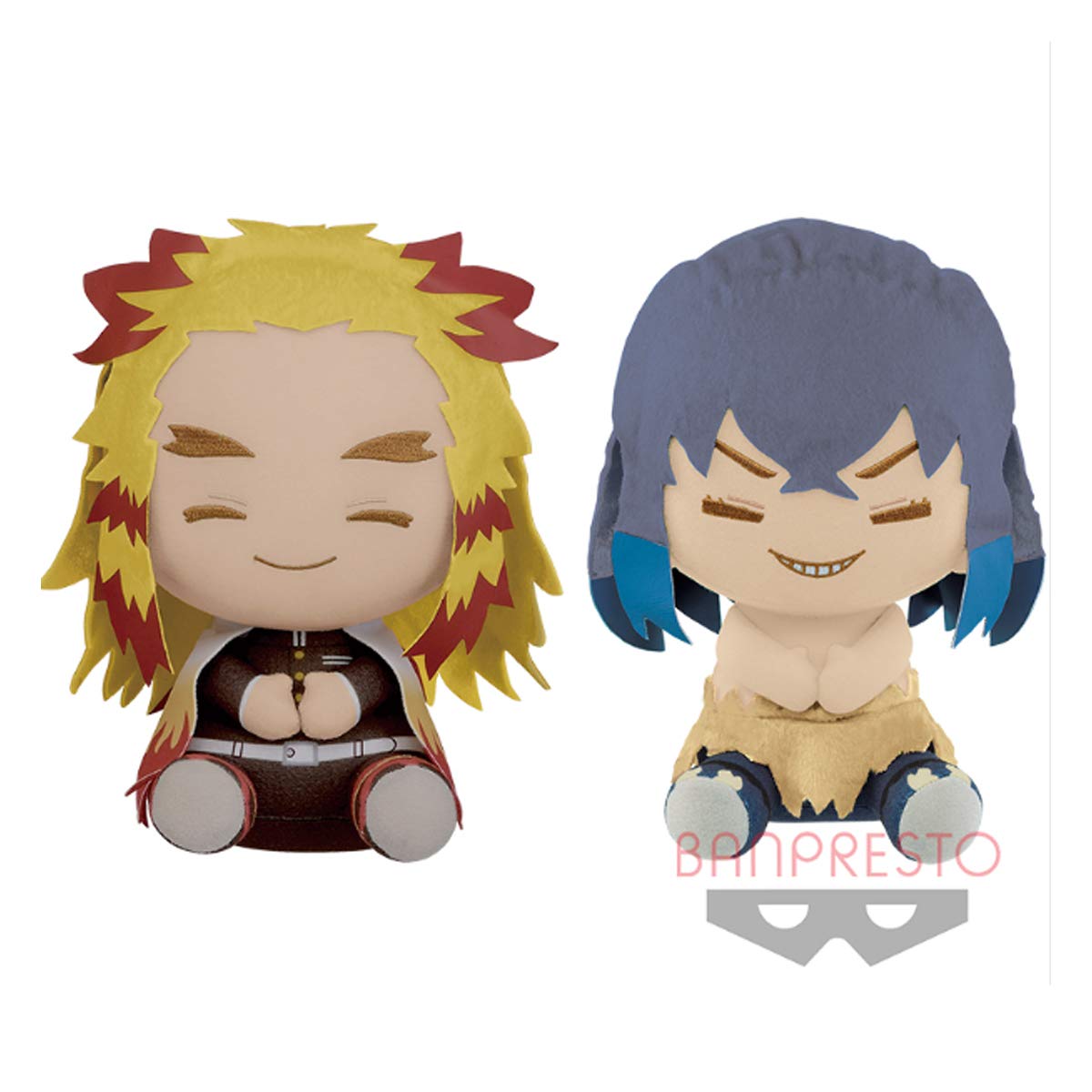 

Banpresto Demon Slayer Kimetsu no Yaiba Big Pofutto Plush – Kyojuro Rengoku & Inosuke Hashibira (Unmasked Face) Collectible Anime Plush Dolls