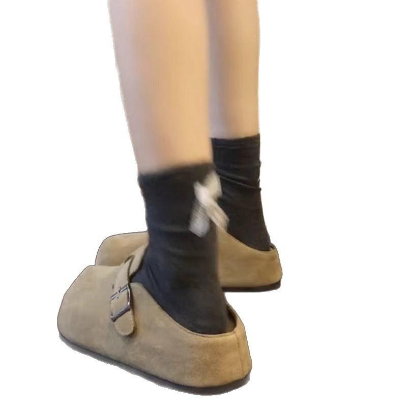 Thick-soled inner height increase women's spring new models, small people wear women's shoes with one foot, a bag head and half slippers