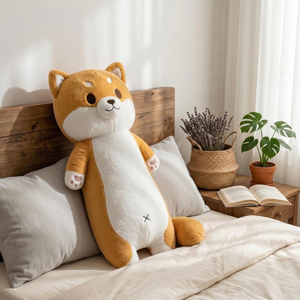 Soft Plush Dog Shaped Body Pillow Long Stuffed Animal Cushion for Home Use Comfortable Support and Decorative Plush Toy for Relaxation