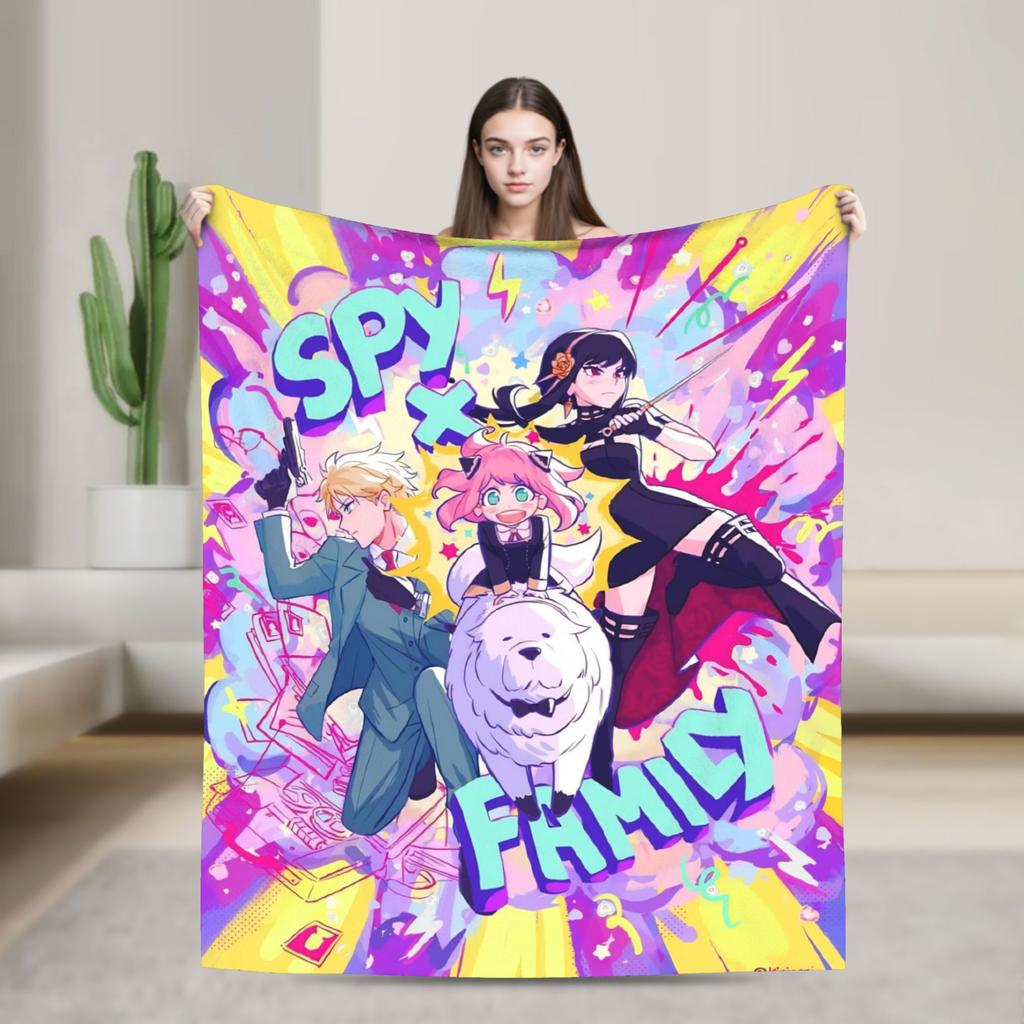 S-Spy X Family  Anya Forger  Flannel Blanket Throw Blanket for Living Room Travel Office Street Trend Bedspread Sofa Bed Cover
