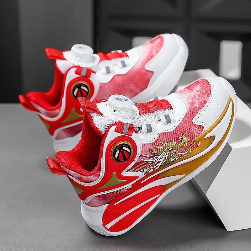Boys casual shoes running shoes red basketball shoes 2025 children's sports shoes soft sole boys breathable autumn mesh