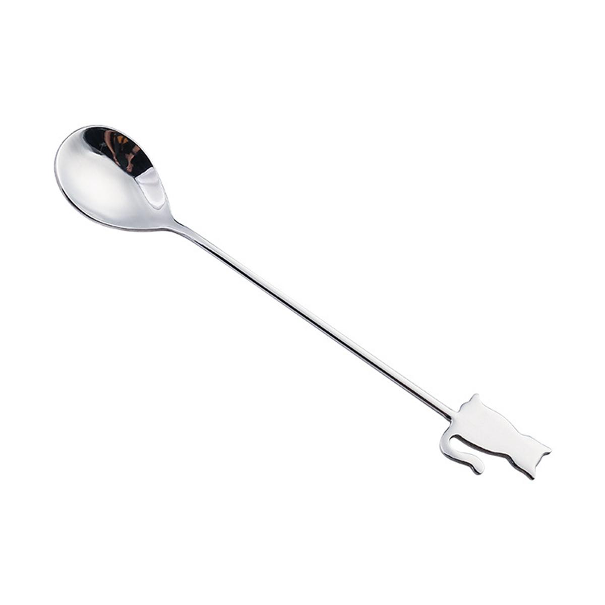 

Fruit Dessert Fish Stainless Steel Home Cat Teaspoon Milk Spoon Stirring Tool Coffee Accessories silver 3