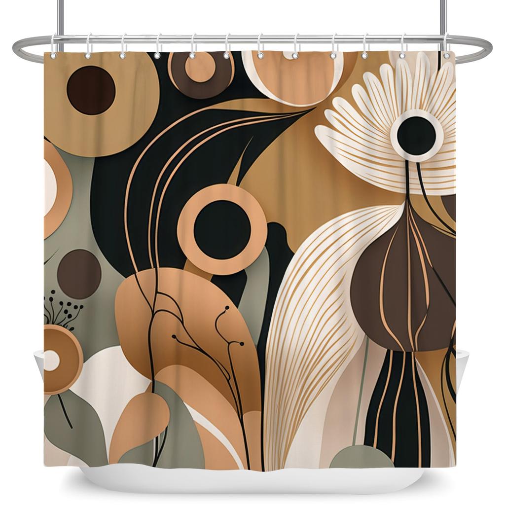 Boho Style Bathroom Shower Curtains Elegant Plant Pattern Home Bathroom Decor Waterproof Curtain With Hooks Polyester Curtains