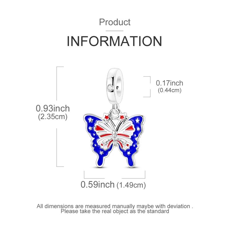 Charm Bead Charms copper Plated Creative Flagthemed Butterfly Pendants Compatible With Authentic Bracelets Bead Charms Women Jewellery Making