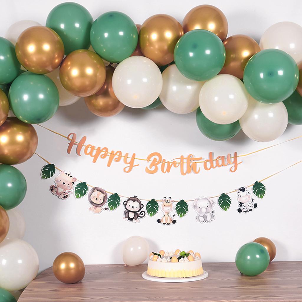 Jungle Animal Happy Birthday Garland Banner Safari Party Supplies Birthday Party Decorations Kids Wild One Baby Shower Decor