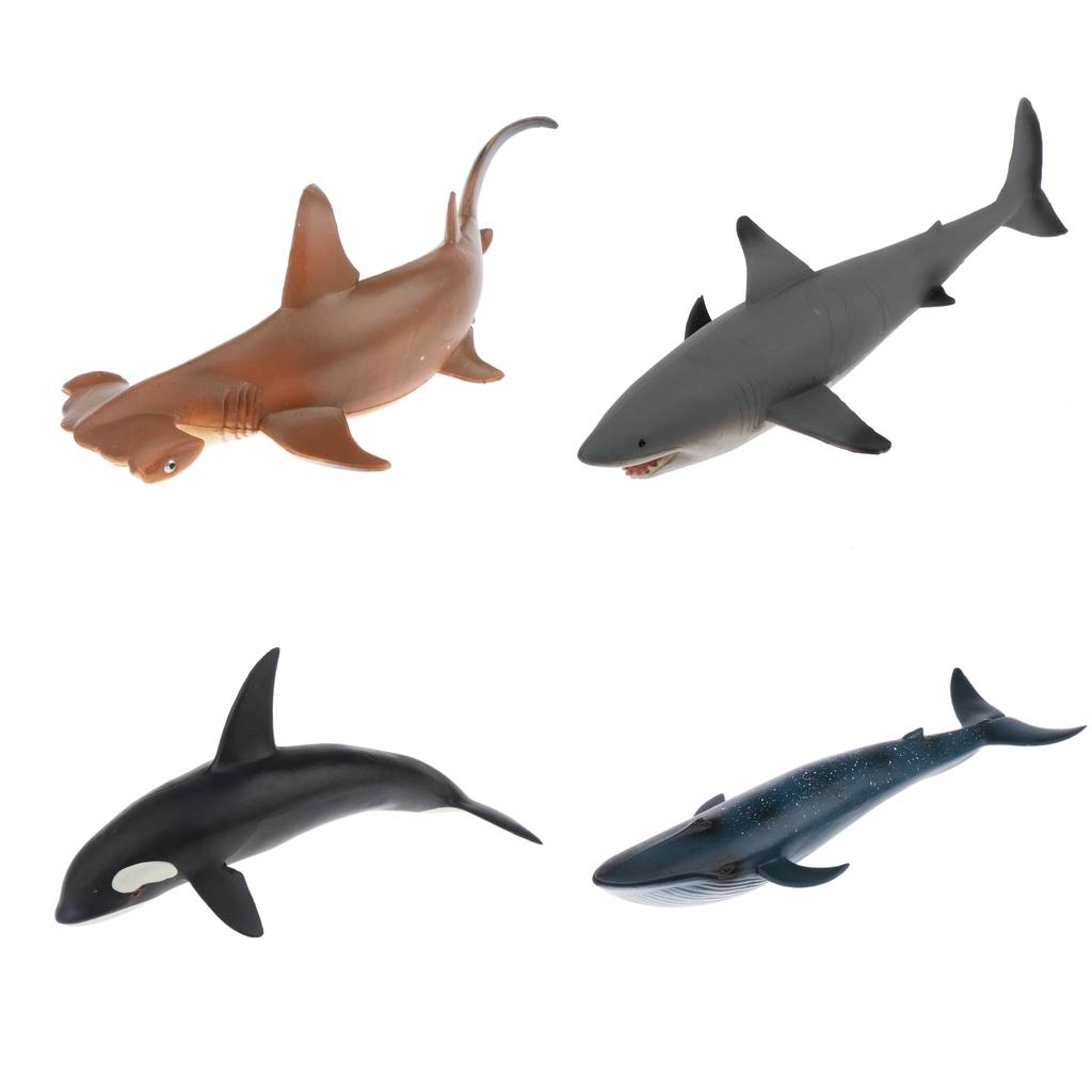 2pcs SHARK Sealife Toy Model Animal Figure - 22cm Solid Plastic