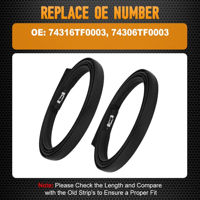 2PCS Rubber Car Roof Drip Finish Moulding Seal Strips for Honda Fit 5 Door 2009-2014 74316TF0003 74306TF0003
