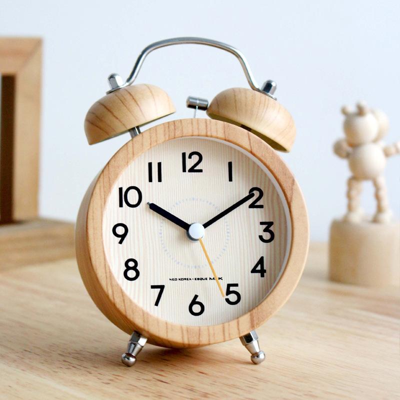Bedside alarm clock creative student metal ringing mechanical alarm clock children cute luminous mute simple
