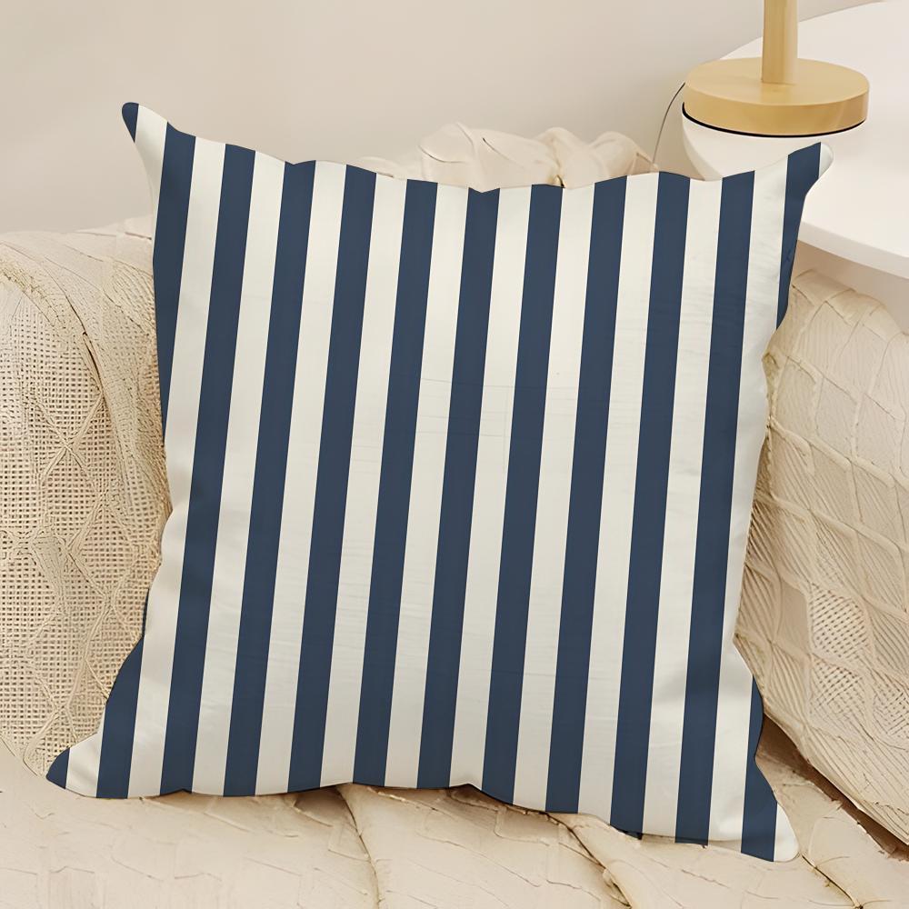 Classic Stripe Element Pillow Case Natural Linen DoubleSided Printing Sofa Home Decor Cushion Cover