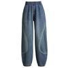 Women's High Waist Denim Jeans Spring and Summer Bloomers Slimming Fashionable Plus Size Loose Wide Leg Pants for Middle-aged Mothers