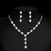 4/3PC Women's Fashion Copper Claw Chain Pearl Necklace Earrings Bracelet Zircon Set Wedding Banquet Party Holiday Gift