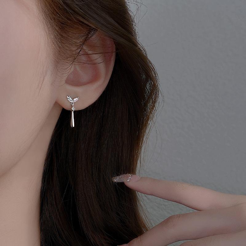 Sterling Silver Flower Drop Earrings For Women Niche Luxury Stylish Ear Jewelry