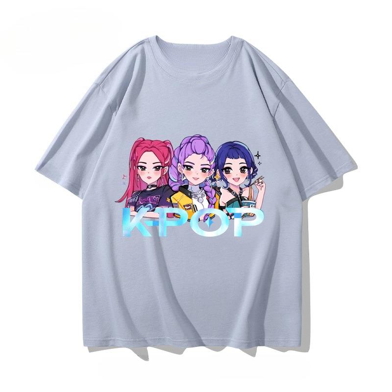 K-POP Magic Hunting Group Short Sleeve Casual Men and Women Cotton Anime Fashionable Versatile T-shirt Short Sleeve Top Clothes