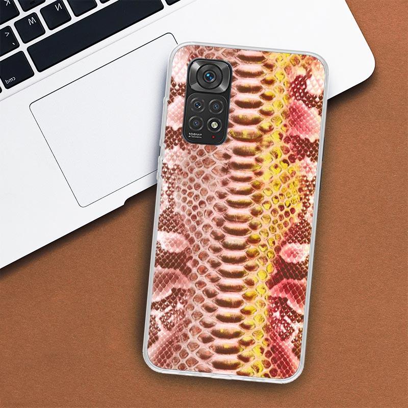 Pink Snake Skin Printing Drawing Phone Case For Xiaomi Redmi Note 14 13 12 12S 11 Pro Plus 11S 10 10S 11T 11E Soft Transparent S