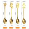 4 Pieces Long Christmas Metal Spoons Set Dessert for Latte Coffee Macchiato