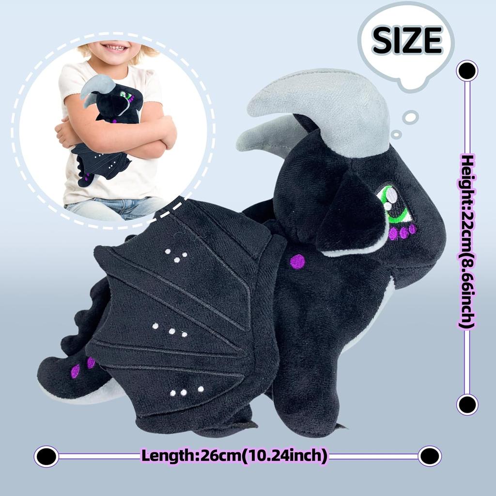 Wings of Fire Toys Dragon Plush Toy Soft Stuffed Animal Cool Black Dragon Decor Merch Special Gift for Kids Boys Girls Age