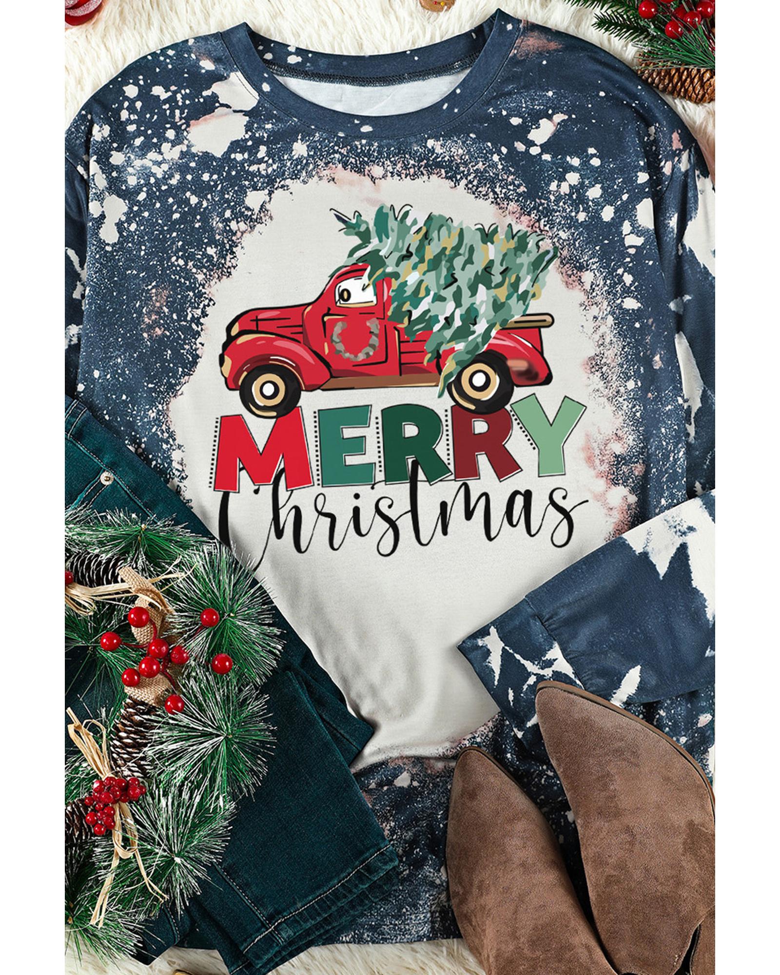 

Azura Exchange MERRY Christmas Bleached Long Sleeve Top S разноцветный