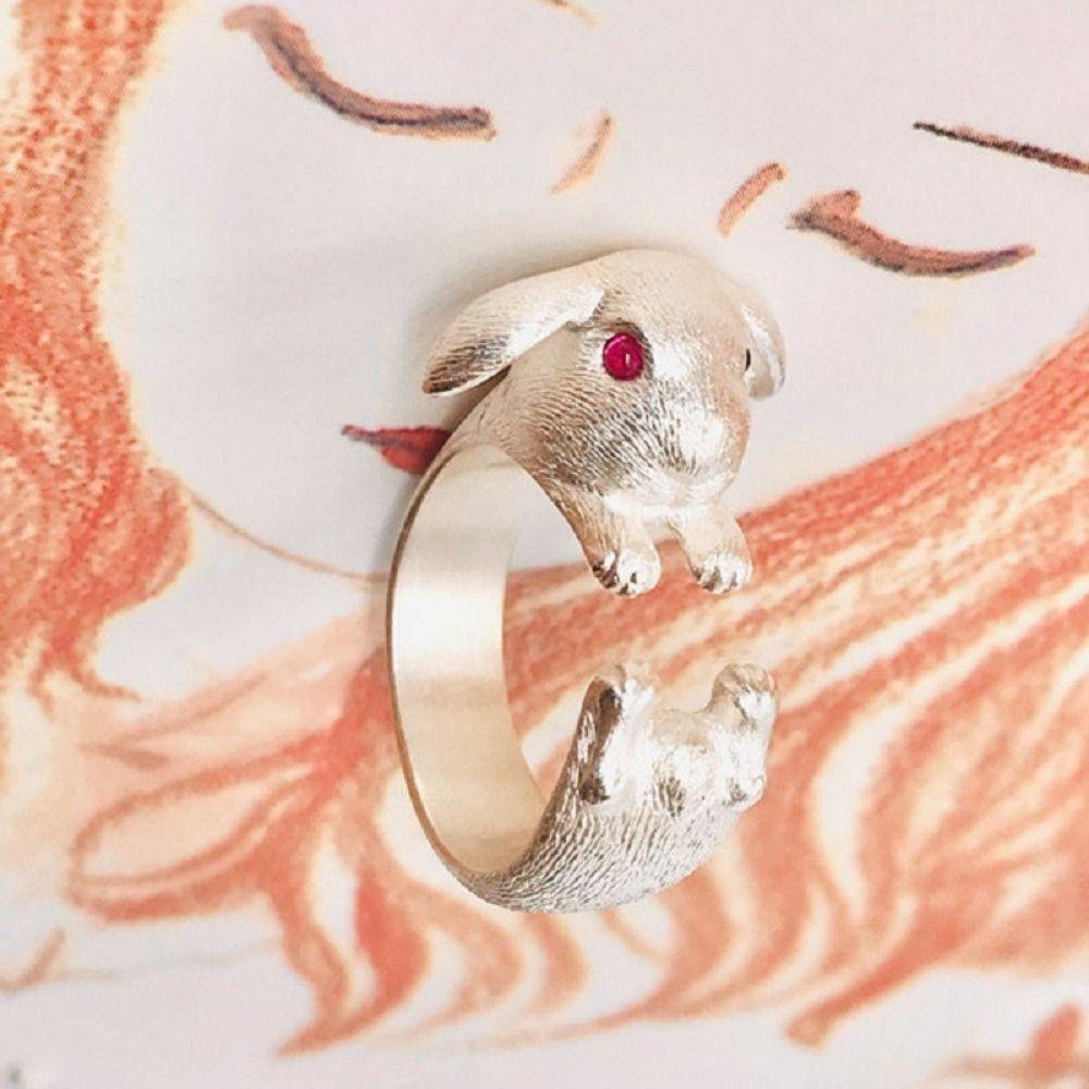 Adjustable Finger Ring Opening Punk Party Jewelry Korean Style Ring Women Rings Rabbit Animal Ring